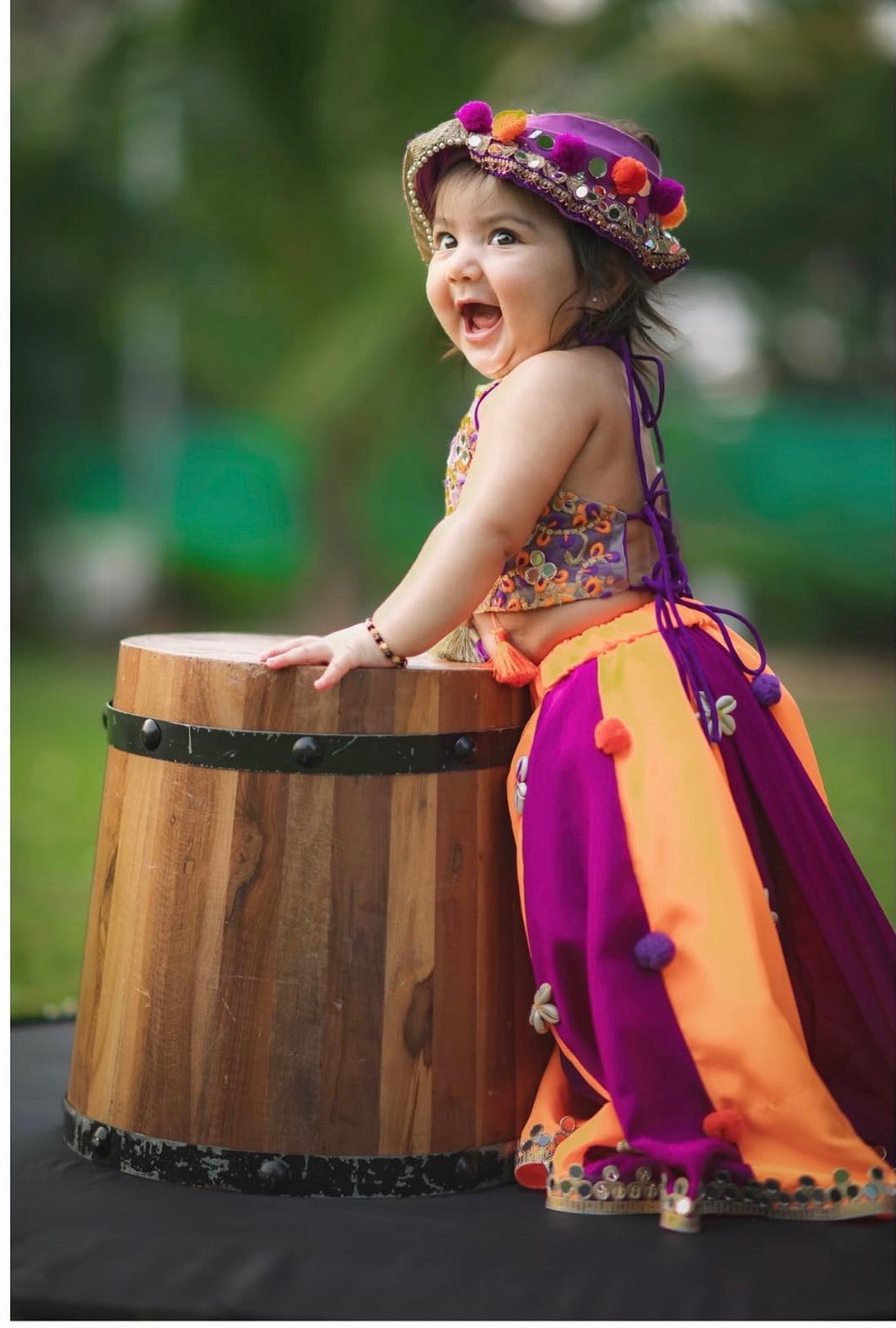 Anaita Orange & Purple Lehenga Set