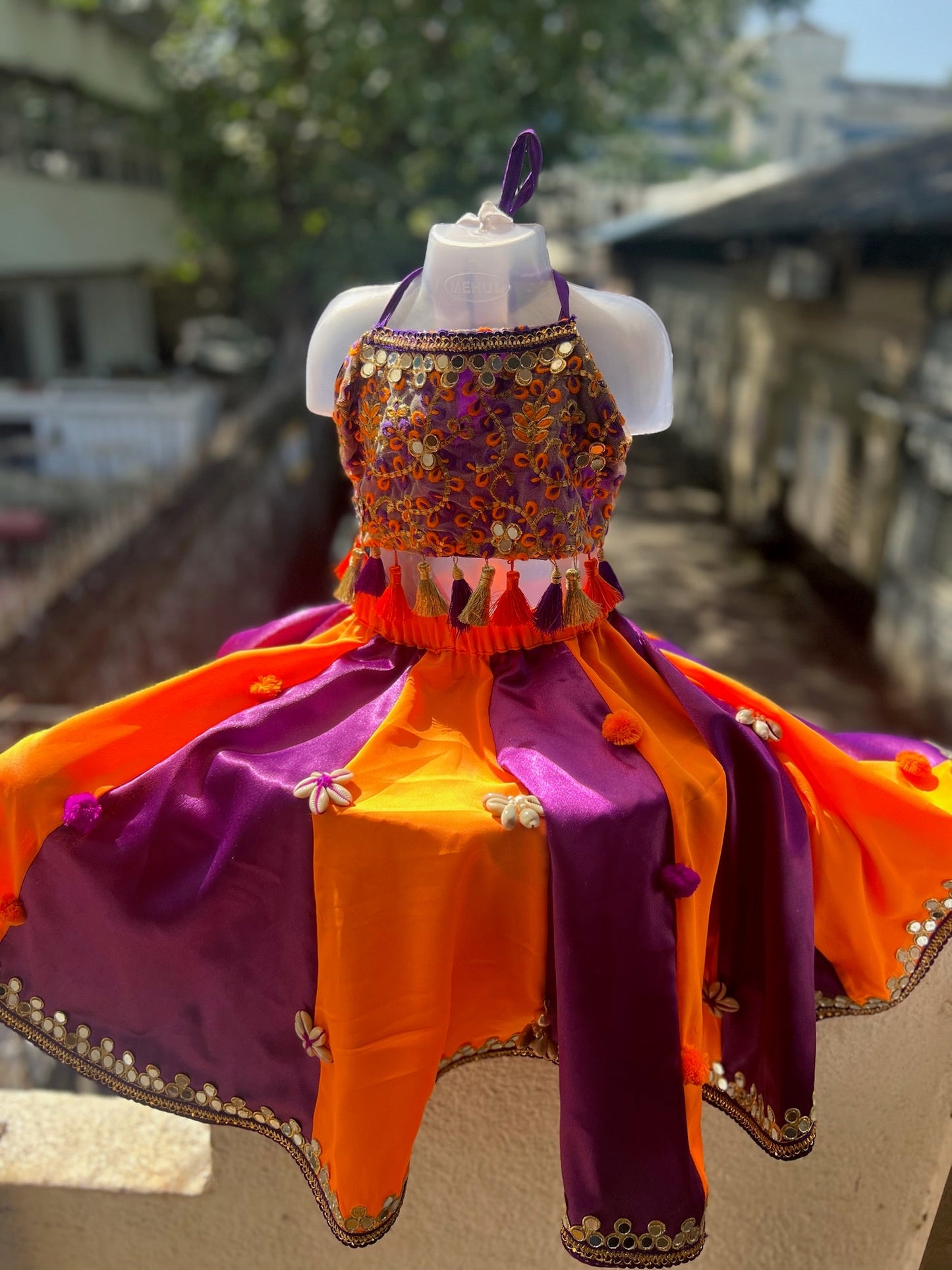 Anaita Orange & Purple Lehenga Set