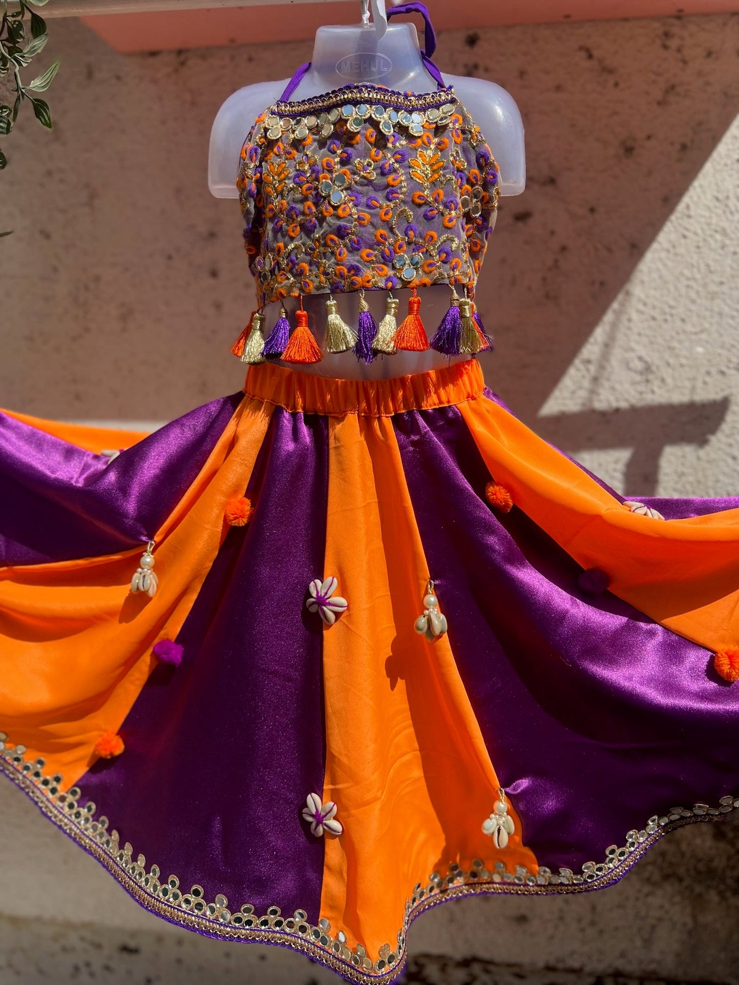 Anaita Orange & Purple Lehenga Set