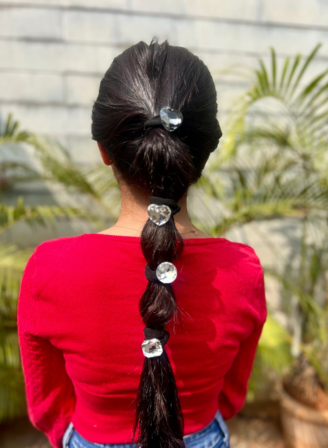 Christmas Crystal Hair Tie - Set of 4