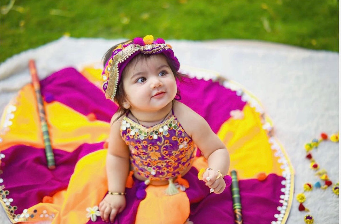 Anaita Orange & Purple Lehenga Set