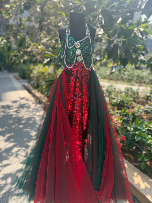 Red and Green Mermaid swimwear