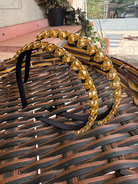 Handcrafted Charm Gold silver Multicolor Stone Hairbands