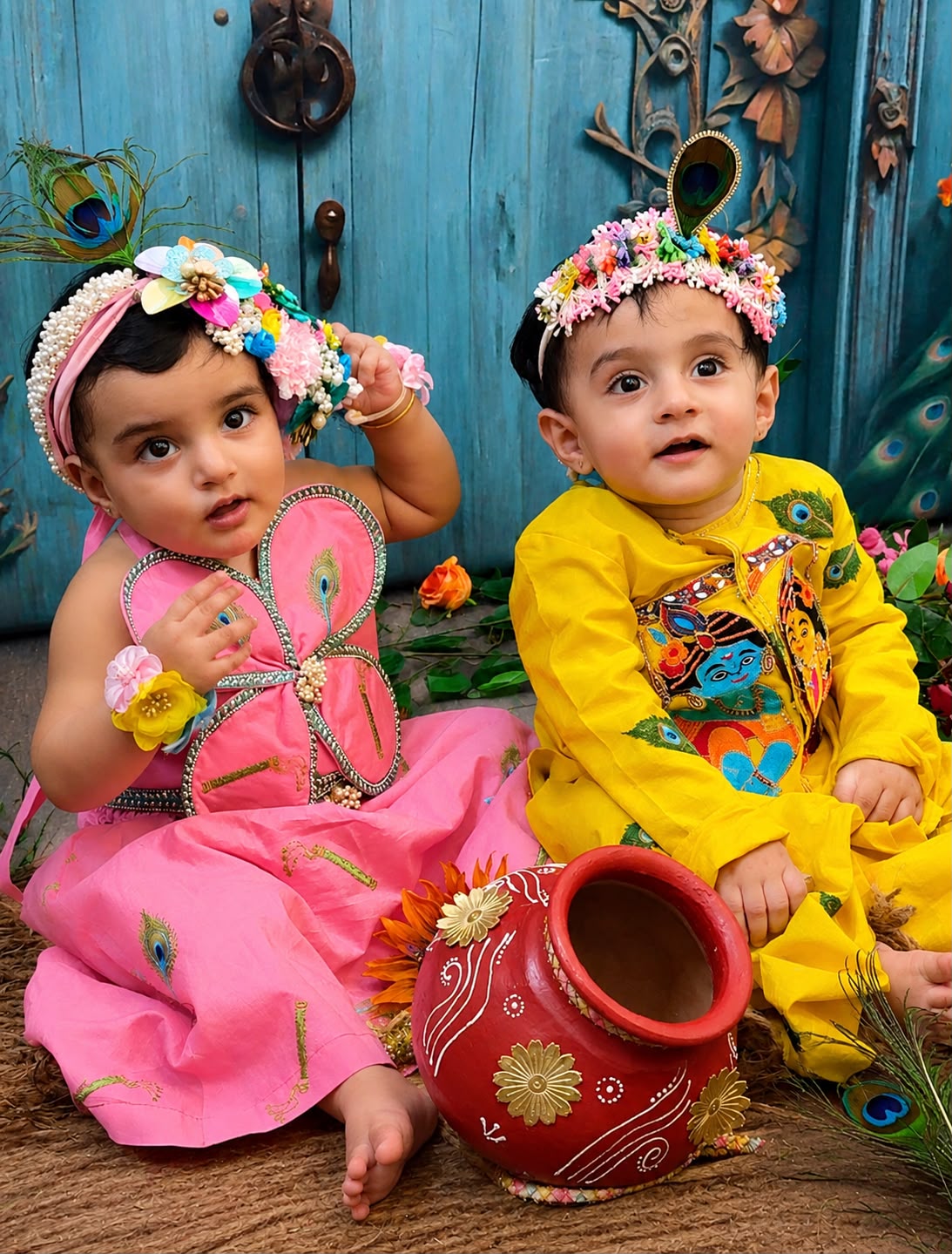 Kabir and Kashvi Cotton Janmashtami Twin Set